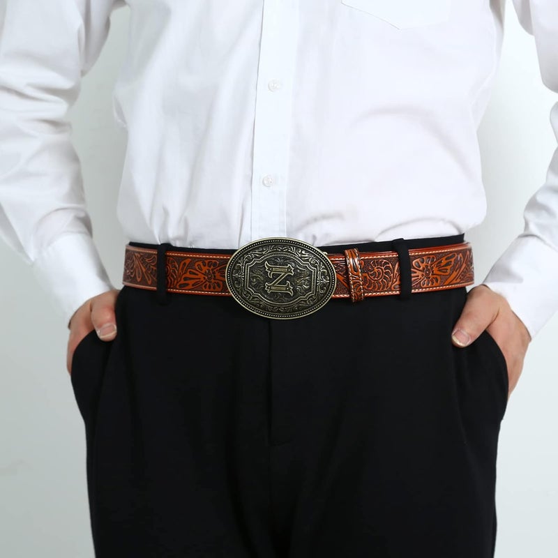 Fibbadet Store Belt Buckles Men Initial Letters A-Z Western Rodeo Cowboy Cowgirl Belt Buckle for Men Boys Halloween Birthday Party - Image 5